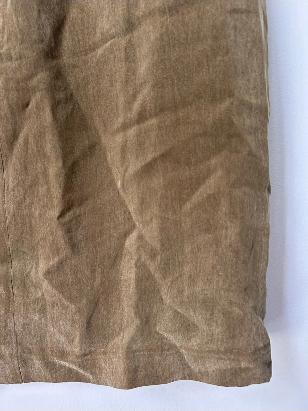 Vtg Ellen Figg 12P Petite Suede Olive Green Brown Mini Pencil Straight Skirt